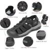 FLARUT Men’s Athletic Sandals – Closed Toe Sport Hiking & Outdoor Walking Water Sandals with Anti-Slip Cushioning and Breathable Mesh(F-black)