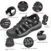 FLARUT Men’s Athletic Sandals – Closed Toe Sport Hiking & Outdoor Walking Water Sandals with Anti-Slip Cushioning and Breathable Mesh(F-black/White)