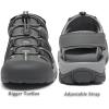 FLARUT Men’s Athletic Sandals – Closed Toe Sport Hiking & Outdoor Walking Water Sandals with Anti-Slip Cushioning and Breathable Mesh(F-grey)