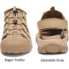 FLARUT Men’s Athletic Sandals – Closed Toe Sport Hiking & Outdoor Walking Water Sandals with Anti-Slip Cushioning and Breathable Mesh(F-khaki)