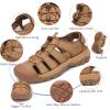 FLARUT Men’s Athletic Sandals – Closed Toe Sport Hiking & Outdoor Walking Water Sandals with Anti-Slip Cushioning and Breathable Mesh(F-lightbrown)