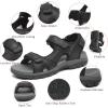FLARUT Men’s Athletic Sandals Sport Outdoor Hiking Sandals Open Toe Leather Walking Sandals Beach Water Shoes(A-black)