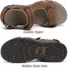 FLARUT Men’s Athletic Sandals Sport Outdoor Hiking Sandals Open Toe Leather Walking Sandals Beach Water Shoes(A-brown)