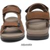 FLARUT Men’s Athletic Sandals Sport Outdoor Hiking Sandals Open Toe Leather Walking Sandals Beach Water Shoes(A-brown)