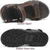 FLARUT Men’s Athletic Sandals Sport Outdoor Hiking Sandals Open Toe Leather Walking Sandals Beach Water Shoes(A-dark Brown)