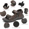 FLARUT Men’s Athletic Sandals Sport Outdoor Hiking Sandals Open Toe Leather Walking Sandals Beach Water Shoes(A-dark Brown)