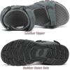 FLARUT Men’s Athletic Sandals Sport Outdoor Hiking Sandals Open Toe Leather Walking Sandals Beach Water Shoes(A-grey)