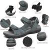 FLARUT Men’s Athletic Sandals Sport Outdoor Hiking Sandals Open Toe Leather Walking Sandals Beach Water Shoes(A-grey)