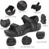 FLARUT Men’s Athletic Sandals Sport Outdoor Hiking Sandals Open Toe Leather Walking Sandals Beach Water Shoes(B-black)