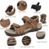 FLARUT Men’s Athletic Sandals Sport Outdoor Hiking Sandals Open Toe Leather Walking Sandals Beach Water Shoes(B-brown)