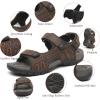 FLARUT Men’s Athletic Sandals Sport Outdoor Hiking Sandals Open Toe Leather Walking Sandals Beach Water Shoes(B-dark Brown)