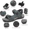 FLARUT Men’s Athletic Sandals Sport Outdoor Hiking Sandals Open Toe Leather Walking Sandals Beach Water Shoes(B-grey)