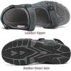 FLARUT Men’s Athletic Sandals Sport Outdoor Hiking Sandals Open Toe Leather Walking Sandals Beach Water Shoes(B-grey)