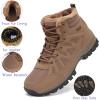 FLARUT Mens Snow Boots Insulated Fur Liner Winter Warm Hiking Shoes Walking Sneaker(M-brown)