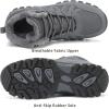 FLARUT Mens Snow Boots Insulated Fur Liner Winter Warm Hiking Shoes Walking Sneaker(M-grey)