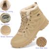 FLARUT Mens Snow Boots Insulated Fur Liner Winter Warm Hiking Shoes Walking Sneaker(M-khaki)