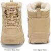 FLARUT Mens Snow Boots Insulated Fur Liner Winter Warm Hiking Shoes Walking Sneaker(M-khaki)