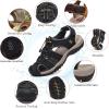FLARUT Men’s Sport Sandals Outdoor Hiking Sandals Closed Toe Leather Athletic Lightweight Trail Walking Casual Sandals Water Shoes(A-black)