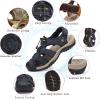 FLARUT Men’s Sport Sandals Outdoor Hiking Sandals Closed Toe Leather Athletic Lightweight Trail Walking Casual Sandals Water Shoes(A-blue)