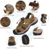 FLARUT Men’s Sport Sandals Outdoor Hiking Sandals Closed Toe Leather Athletic Lightweight Trail Walking Casual Sandals Water Shoes(A-brown)