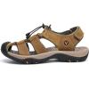 FLARUT Men’s Sport Sandals Outdoor Hiking Sandals Closed Toe Leather Athletic Lightweight Trail Walking Casual Sandals Water Shoes(A-brown)