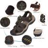 FLARUT Men’s Sport Sandals Outdoor Hiking Sandals Closed Toe Leather Athletic Lightweight Trail Walking Casual Sandals Water Shoes(A-darkbrown)