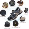 FLARUT Men’s Sport Sandals Outdoor Hiking Sandals Closed Toe Leather Athletic Lightweight Trail Walking Casual Sandals Water Shoes(A-gray)