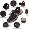 FLARUT Men’s Sport Sandals Outdoor Hiking Sandals Closed Toe Leather Athletic Lightweight Trail Walking Casual Sandals Water Shoes(C-black)