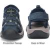 FLARUT Men’s Sport Sandals Outdoor Hiking Sandals Closed Toe Leather Athletic Lightweight Trail Walking Casual Sandals Water Shoes(C-blue)