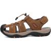 FLARUT Men’s Sport Sandals Outdoor Hiking Sandals Closed Toe Leather Athletic Lightweight Trail Walking Casual Sandals Water Shoes(C-brown)