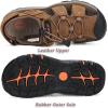 FLARUT Men’s Sport Sandals Outdoor Hiking Sandals Closed Toe Leather Athletic Lightweight Trail Walking Casual Sandals Water Shoes(C-brown)