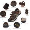 FLARUT Men’s Sport Sandals Outdoor Hiking Sandals Closed Toe Leather Athletic Lightweight Trail Walking Casual Sandals Water Shoes(C-darkbrown)