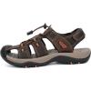 FLARUT Men’s Sport Sandals Outdoor Hiking Sandals Closed Toe Leather Athletic Lightweight Trail Walking Casual Sandals Water Shoes(C-darkbrown)