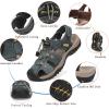 FLARUT Men’s Sport Sandals Outdoor Hiking Sandals Closed Toe Leather Athletic Lightweight Trail Walking Casual Sandals Water Shoes(C-gray)