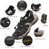 FLARUT Men’s Sport Sandals Outdoor Hiking Sandals Closed Toe Leather Athletic Lightweight Trail Walking Casual Sandals Water Shoes(E-black)