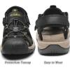 FLARUT Men’s Sport Sandals Outdoor Hiking Sandals Closed Toe Leather Athletic Lightweight Trail Walking Casual Sandals Water Shoes(E-black)