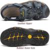 FLARUT Men’s Sport Sandals Outdoor Hiking Sandals Closed Toe Leather Athletic Lightweight Trail Walking Casual Sandals Water Shoes(E-blue)