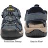 FLARUT Men’s Sport Sandals Outdoor Hiking Sandals Closed Toe Leather Athletic Lightweight Trail Walking Casual Sandals Water Shoes(E-blue)