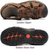 FLARUT Men’s Sport Sandals Outdoor Hiking Sandals Closed Toe Leather Athletic Lightweight Trail Walking Casual Sandals Water Shoes(E-brown)
