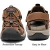 FLARUT Men’s Sport Sandals Outdoor Hiking Sandals Closed Toe Leather Athletic Lightweight Trail Walking Casual Sandals Water Shoes(E-brown)