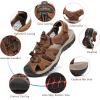 FLARUT Men’s Sport Sandals Outdoor Hiking Sandals Closed Toe Leather Athletic Lightweight Trail Walking Casual Sandals Water Shoes(E-brown)