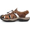 FLARUT Men’s Sport Sandals Outdoor Hiking Sandals Closed Toe Leather Athletic Lightweight Trail Walking Casual Sandals Water Shoes(E-brown)