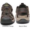FLARUT Men’s Sport Sandals Outdoor Hiking Sandals Closed Toe Leather Athletic Lightweight Trail Walking Casual Sandals Water Shoes(E-darkbrown)