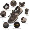 FLARUT Men’s Sport Sandals Outdoor Hiking Sandals Closed Toe Leather Athletic Lightweight Trail Walking Casual Sandals Water Shoes(E-darkbrown)