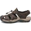 FLARUT Men’s Sport Sandals Outdoor Hiking Sandals Closed Toe Leather Athletic Lightweight Trail Walking Casual Sandals Water Shoes(E-darkbrown)
