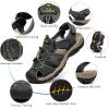 FLARUT Men’s Sport Sandals Outdoor Hiking Sandals Closed Toe Leather Athletic Lightweight Trail Walking Casual Sandals Water Shoes(E-gray)