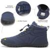 FLARUT Mens Womens Barefoot Snow Boots Winter Warm Shoes Fur Lined Wide Toe Box Zero Drop Ankle Sneakers(C-blue)