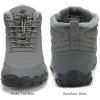 FLARUT Mens Womens Barefoot Snow Boots Winter Warm Shoes Fur Lined Wide Toe Box Zero Drop Ankle Sneakers(C-grey)