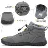 FLARUT Mens Womens Barefoot Snow Boots Winter Warm Shoes Fur Lined Wide Toe Box Zero Drop Ankle Sneakers(C-grey)