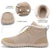 FLARUT Mens Womens Barefoot Snow Boots Winter Warm Shoes Fur Lined Wide Toe Box Zero Drop Ankle Sneakers(C-khaki)